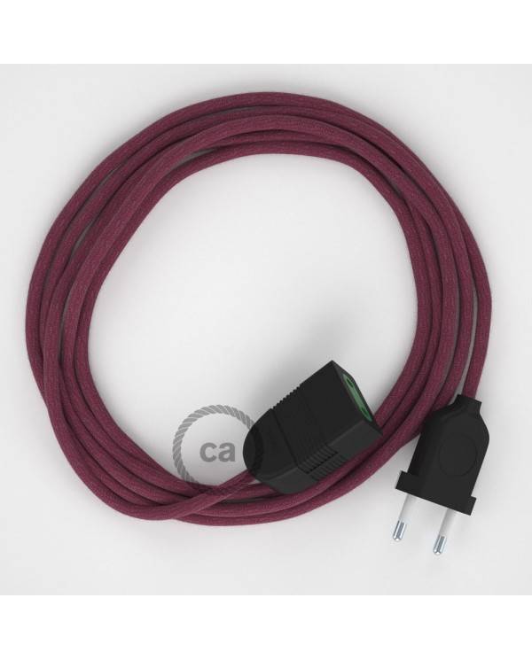 Podaljševalni kabel za napajanje (2P 10A) bordo bombaž RC32 - Made in Italy