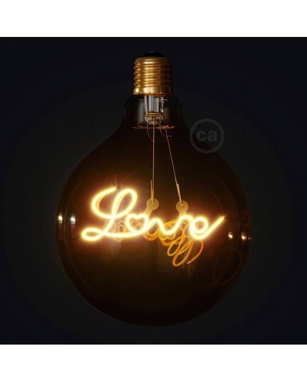 LED nitna zlata žarnica za visečo svetilko - Globus G125 z enojno nitjo “Love” - 5W E27 Dekorativna vintage 2000K