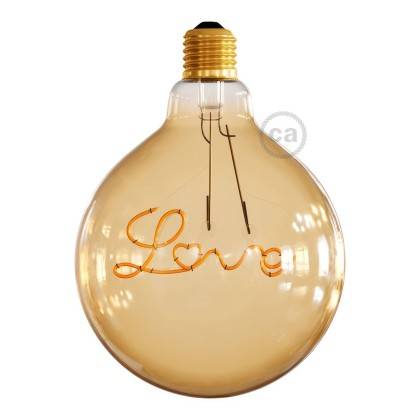 LED nitna zlata žarnica za visečo svetilko - Globus G125 z enojno nitjo “Love” - 5W E27 Dekorativna vintage 2000K