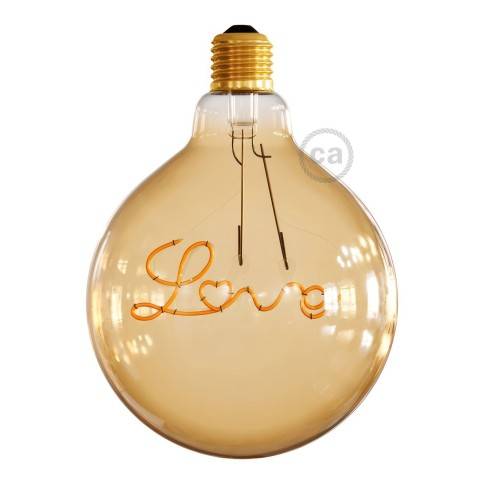 LED nitna zlata žarnica za visečo svetilko - Globus G125 z enojno nitjo “Love” - 5W E27 Dekorativna vintage 2000K