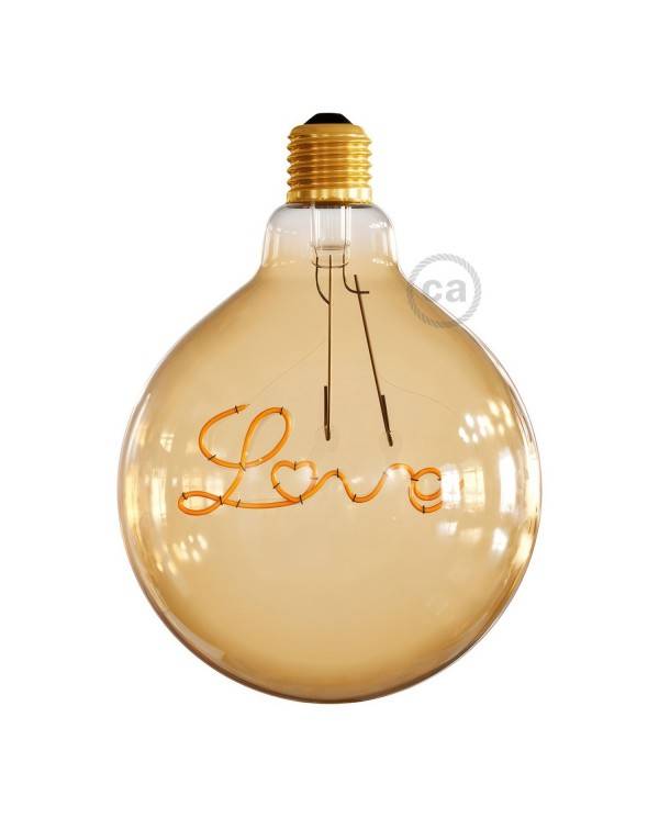 LED nitna zlata žarnica za visečo svetilko - Globus G125 z enojno nitjo “Love” - 5W E27 Dekorativna vintage 2000K