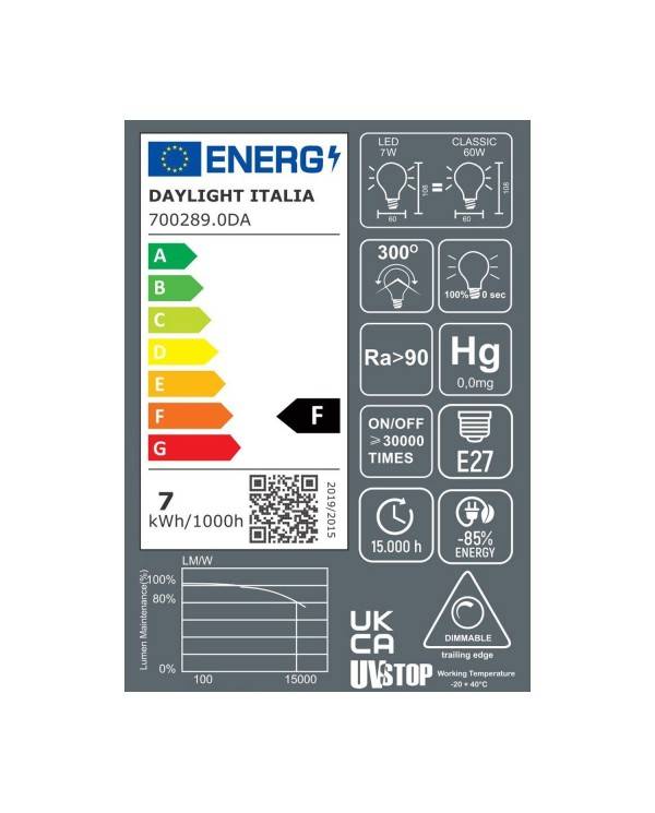 Zlata Drop žarnica A60 LED 7W E27 2700K Zatemnilna