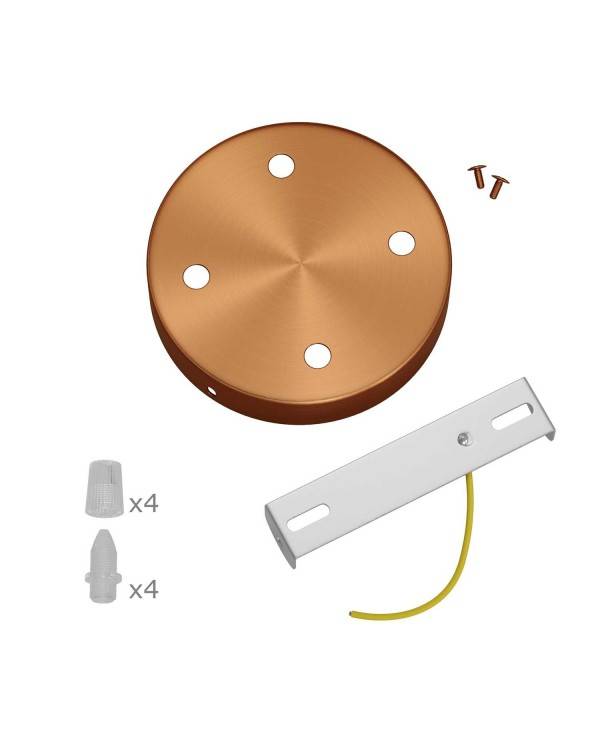 Cilindrična kovinska stropna rozeta s 4 izhodi - komplet