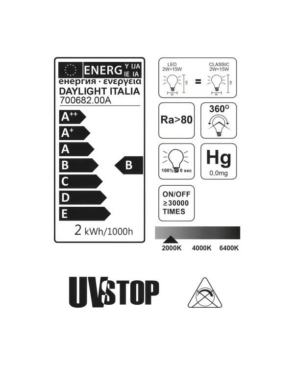 LED Globo G95 žarnica - Tisoč lučk, zlata 2W E27 2000K