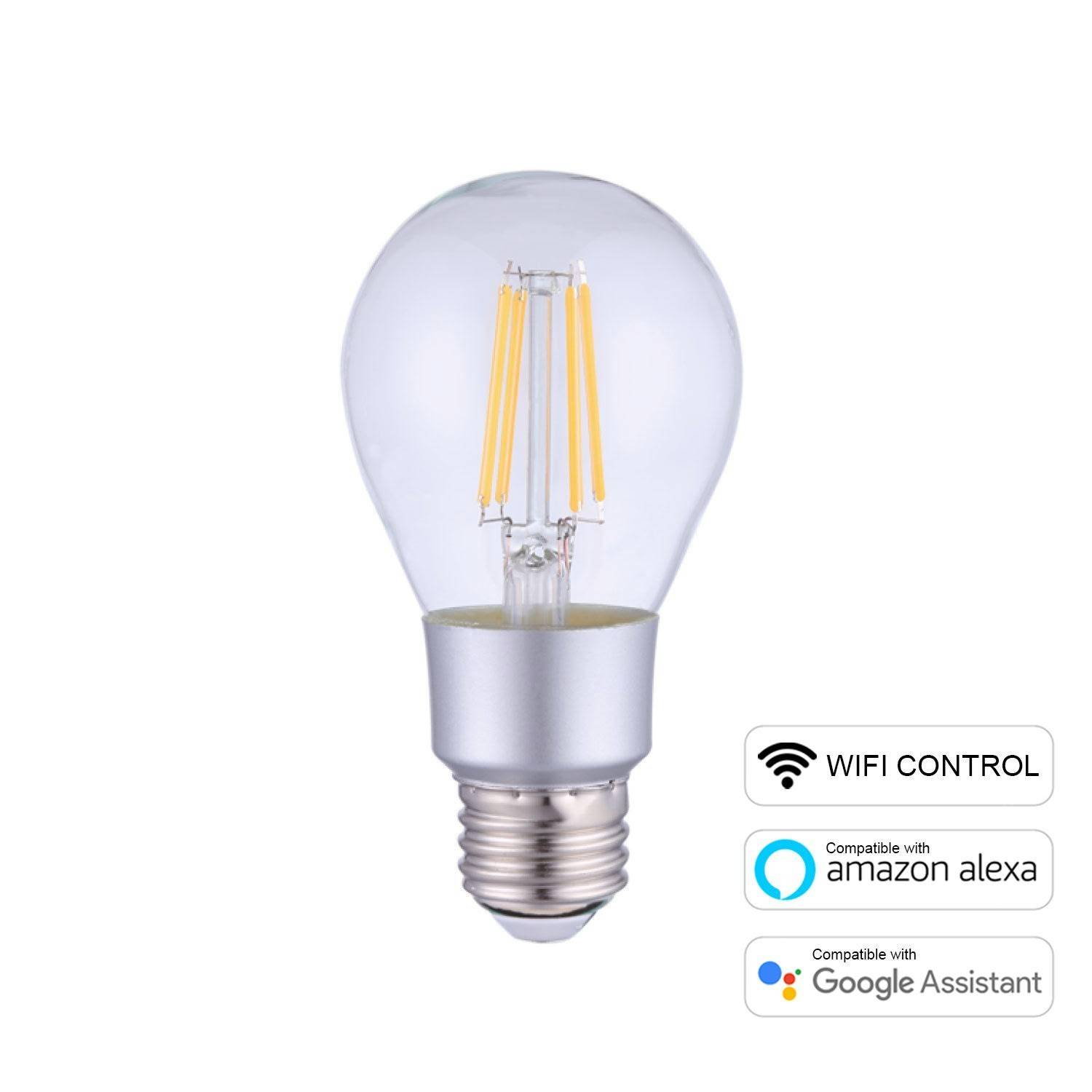 LED SMART Wifi žarnica A60 Drop z ravnimi nitkami 6W E27 2700K zatemnilna