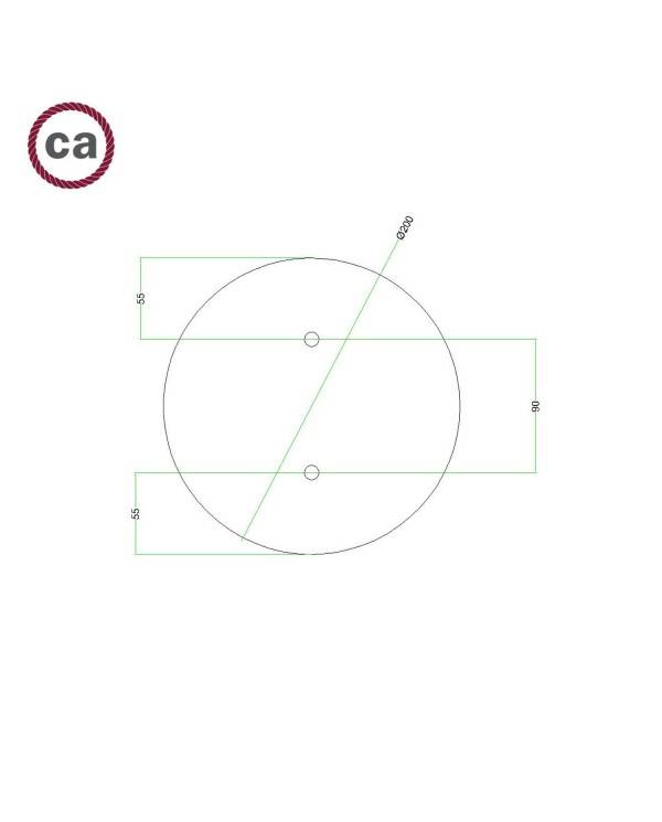 Rose- One okrogla rozeta z 2 izpustom in 4 stranske luknjea, 200mm premer - PROMO