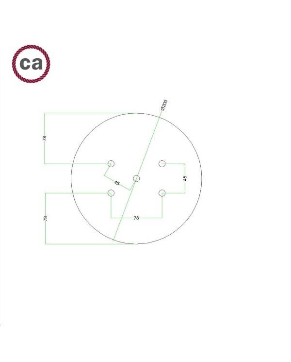 Rose- One okrogla rozeta s 5 izpusti in 4 stranske luknje, 200mm premer - PROMO