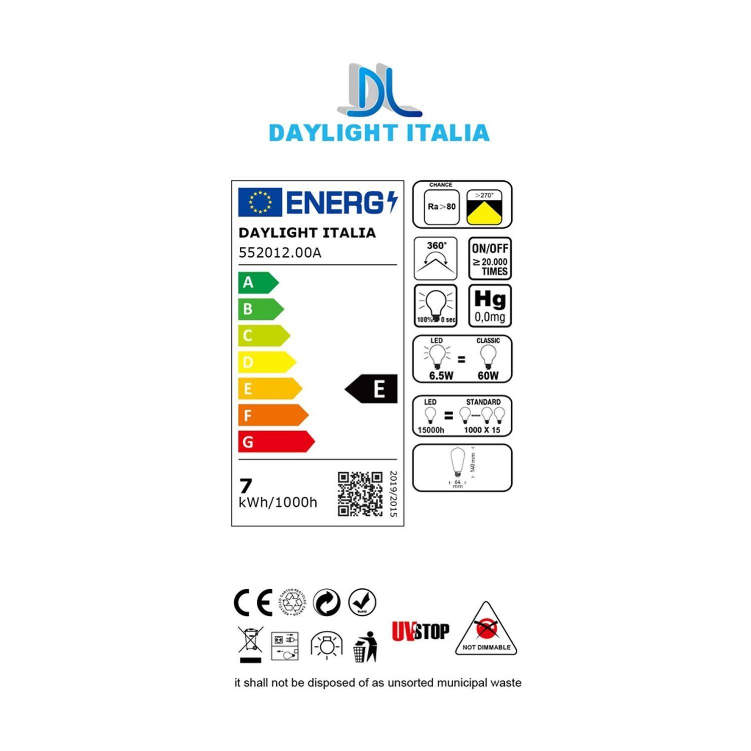 LED SMART WI-FI žarnica Edison ST64 Prozorna z žarilno nitko 6.5W E27 zatemnitev