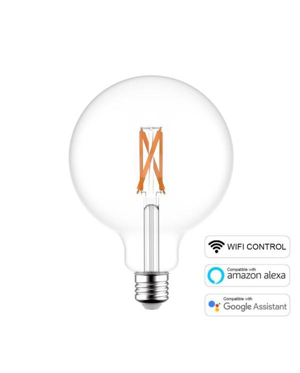 LED SMART WI-FI žarnica Globe G95 Prozorna z žarilno nitko 6,5 W E27 zatemnitev