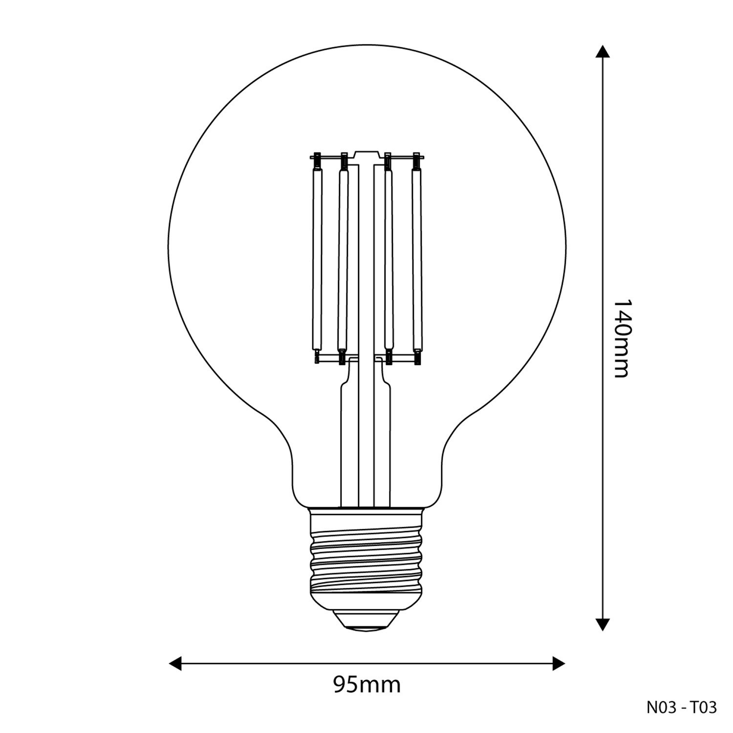 LED prozorna Globe sijalka G95 7W 806Lm E27 3500K zatemnilna - N03