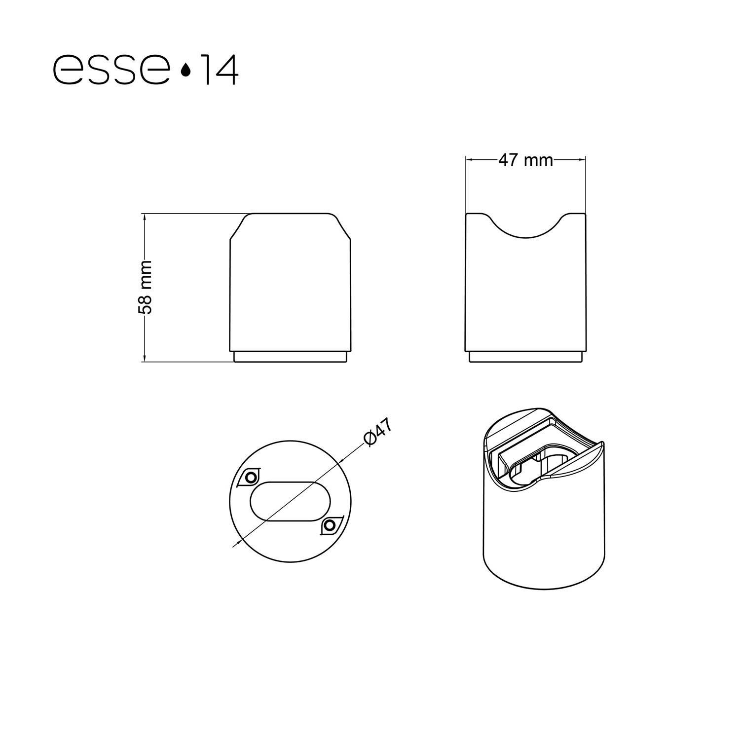 Esse14 stensko ali stropno grlo z LED S14d sijalko - IP44