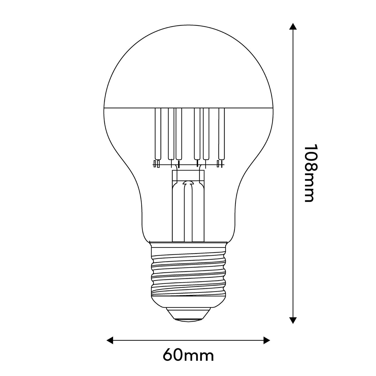 LED žarnica polovične krogle srebrna kaplja A60 7W 650Lm E27 2700K Zatemljiva - A02