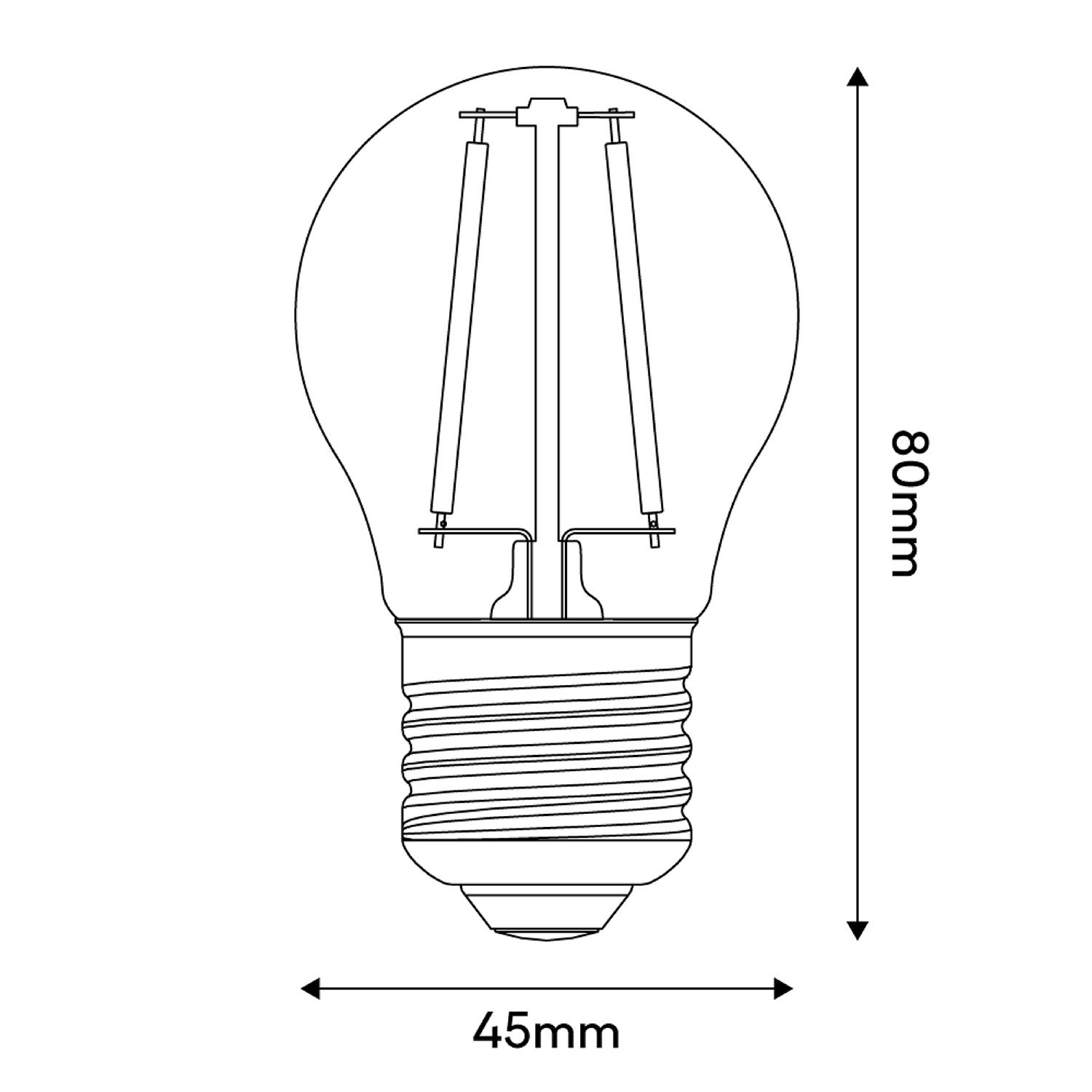 LED žarnica Transparentna G45 2W 136Lm E27 2700K - E08