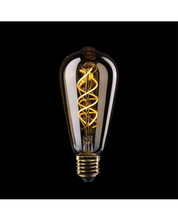 LED zlata sijalka B01 5V Collection spiralna nitka Edison ST64 1,3W E27 zatemnilna 2500K