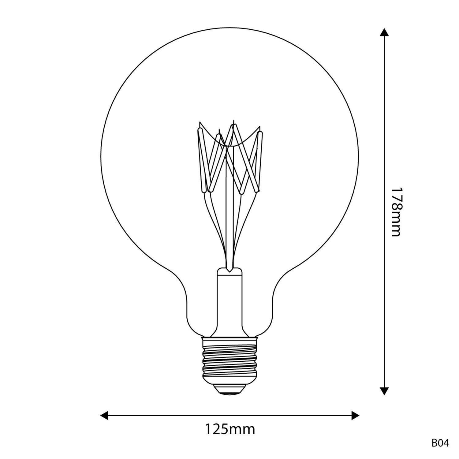 LED prozorna sijalka B04 5V Collection kratka Globe G125 1,3W E27 zatemnilna 2500K