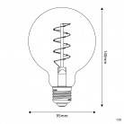 LED zlata sijalka C06 Carbon linija, spiralna nitka G95 4W E27 zatemnilna 1800K