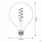 LED zlata sijalka C07 Carbon linija, spiralna nitka G125 4W E27 zatemnilna 1800K