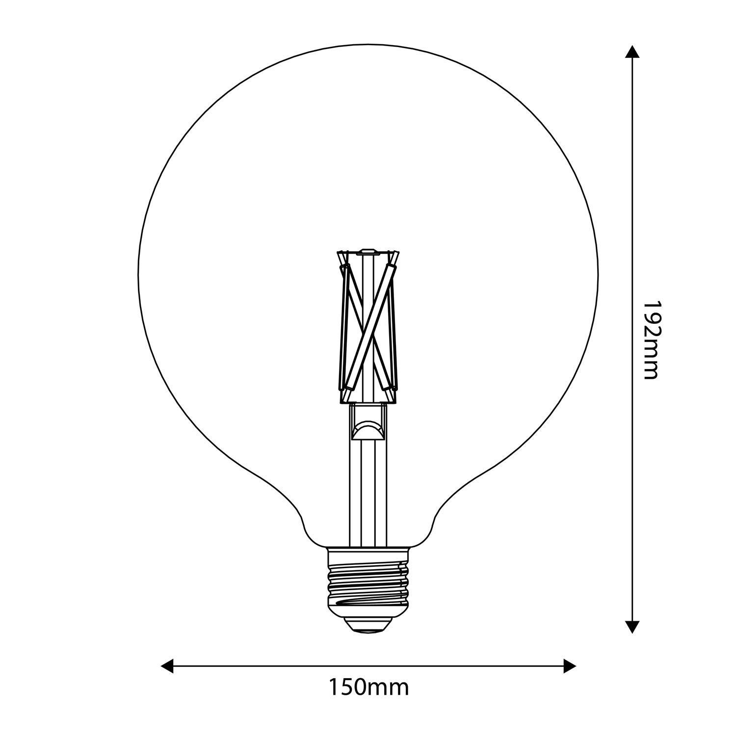 P05- LED sijalka, E27, CRI 95, G150, 7W, 2700K, zatemnilna