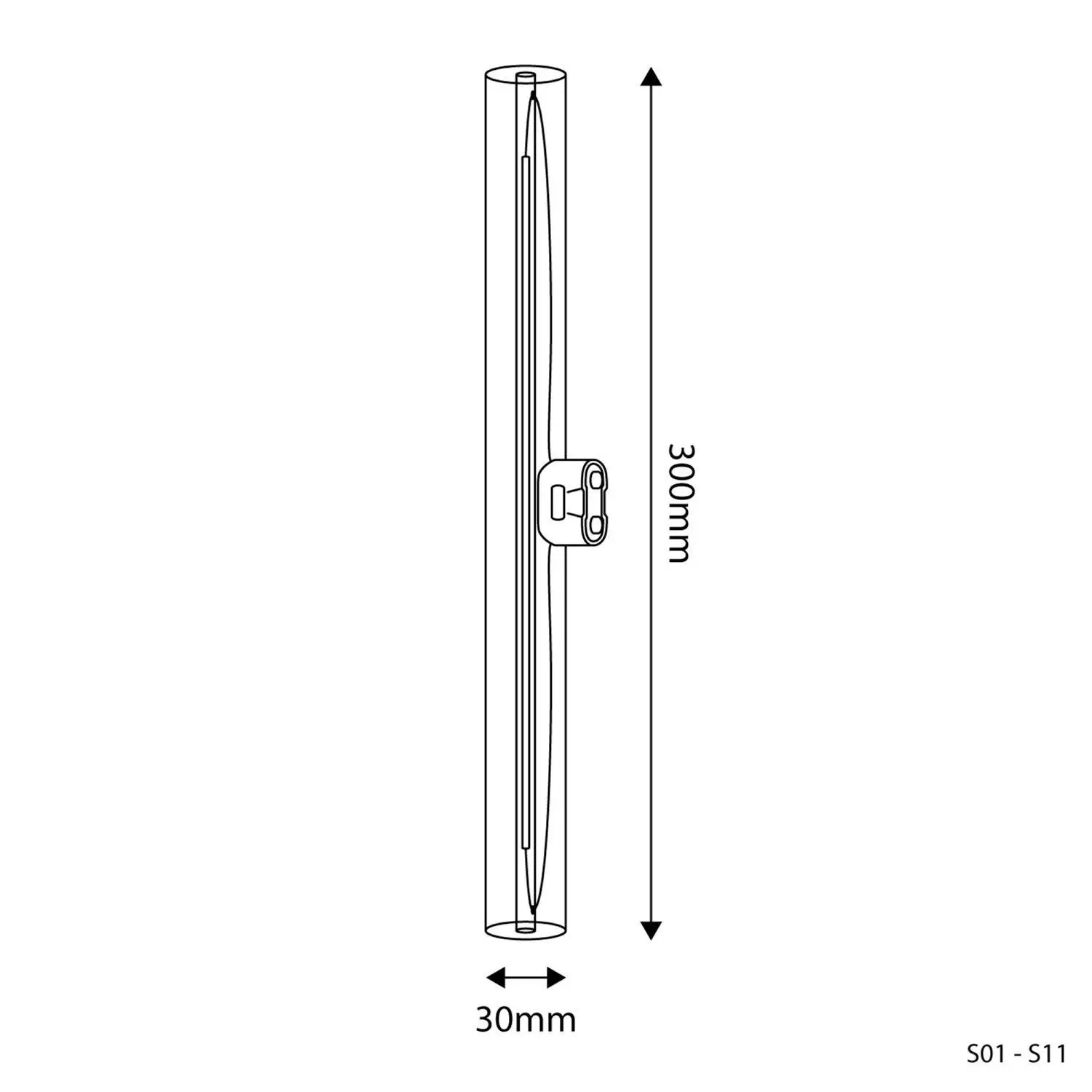 LED Linijska prozorna S14d sijalka - dolga 300 mm 6W 520Lm 2700K Zatemnilna - S01