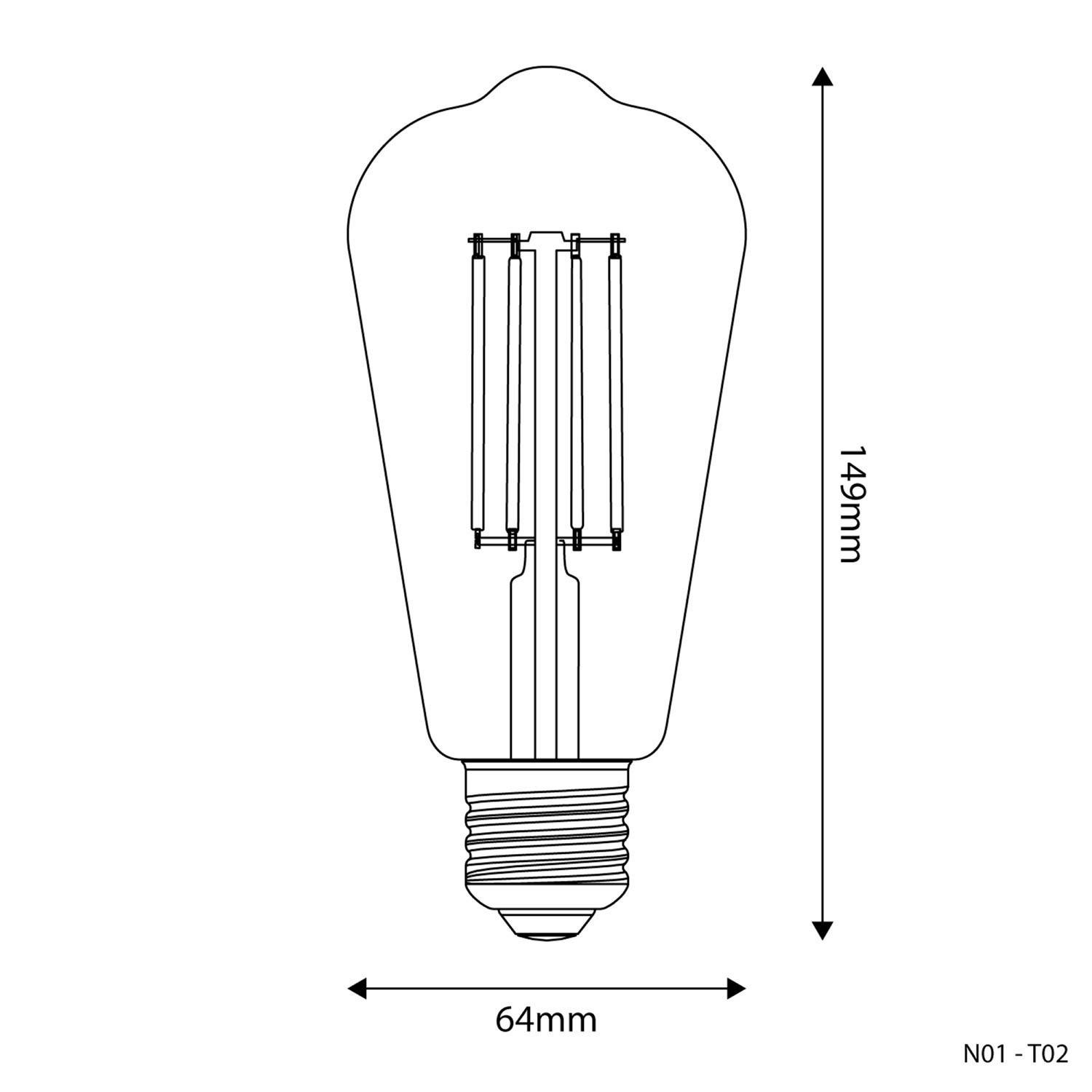 LED prozorna Edison sijalka ST64 7W 806Lm E27 3500K zatemnilna - N02