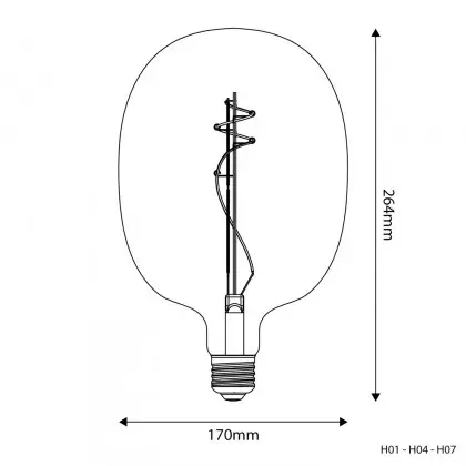 LED sijalka H01 Ellipsa 170 11W E27 zatemnilna 2700K