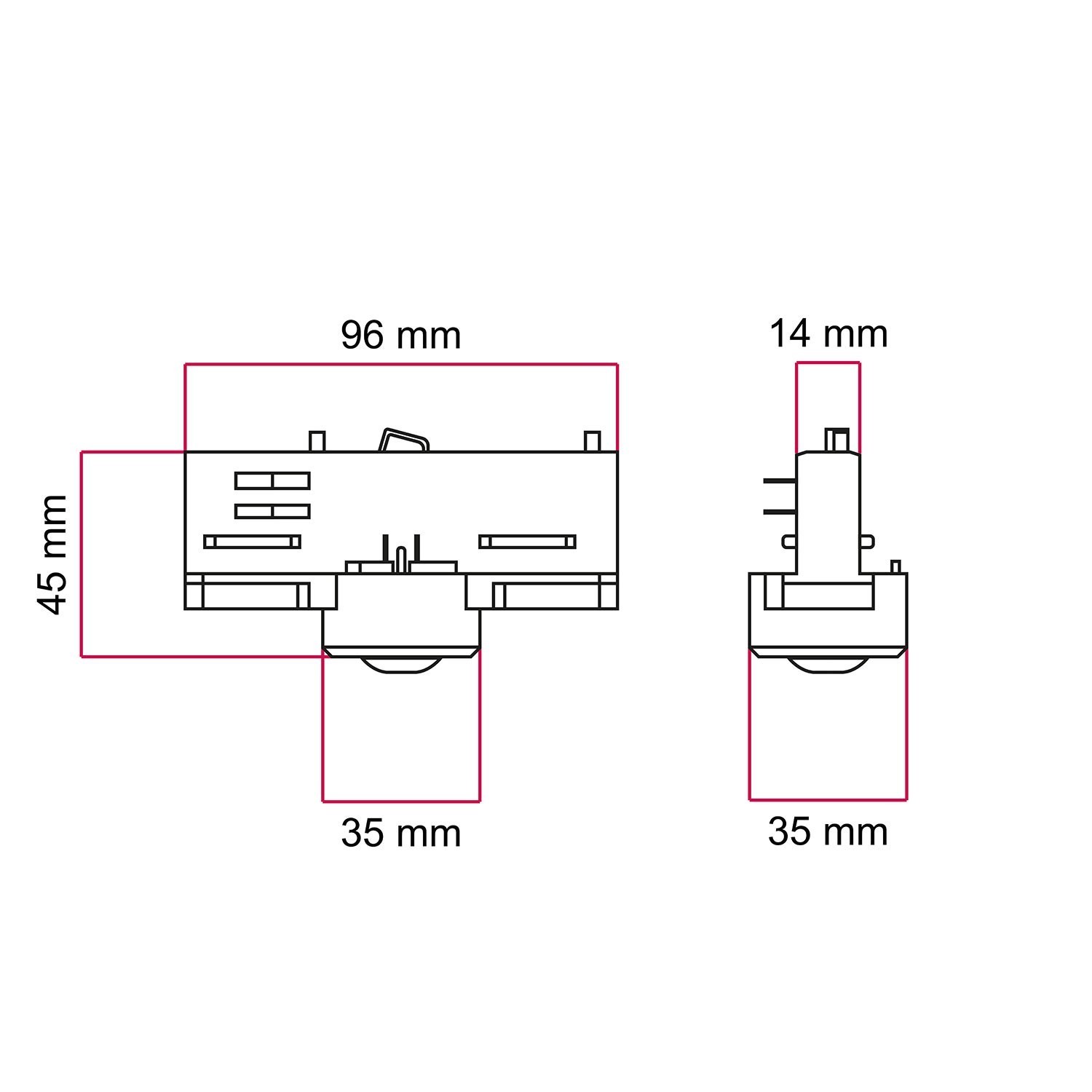 Adapter Eutrac za 3-fazna tračna vodila - za viseče luči