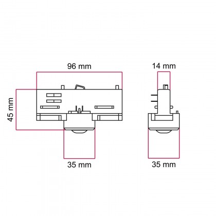 Adapter Eutrac za 3-fazna tračna vodila - za podaljšek ali kovinski spoj