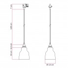 Lustră suspendată cu abajur Vaso și adaptor pentru șină