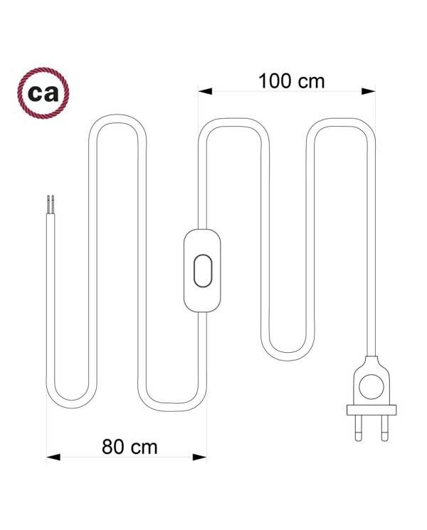 Komplet s stikalom, RC31 medeno-zlat bombaž 1,80 m. Izberite barvo vtikača in stikala.