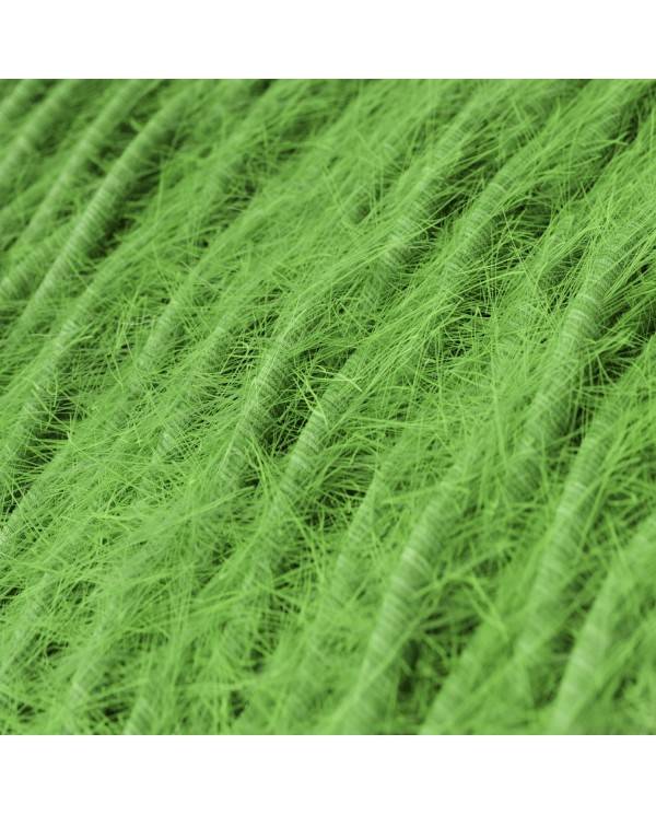 Burlesque twisted lighting cable covered in  hairy-effect  fabric Plain Green TP06