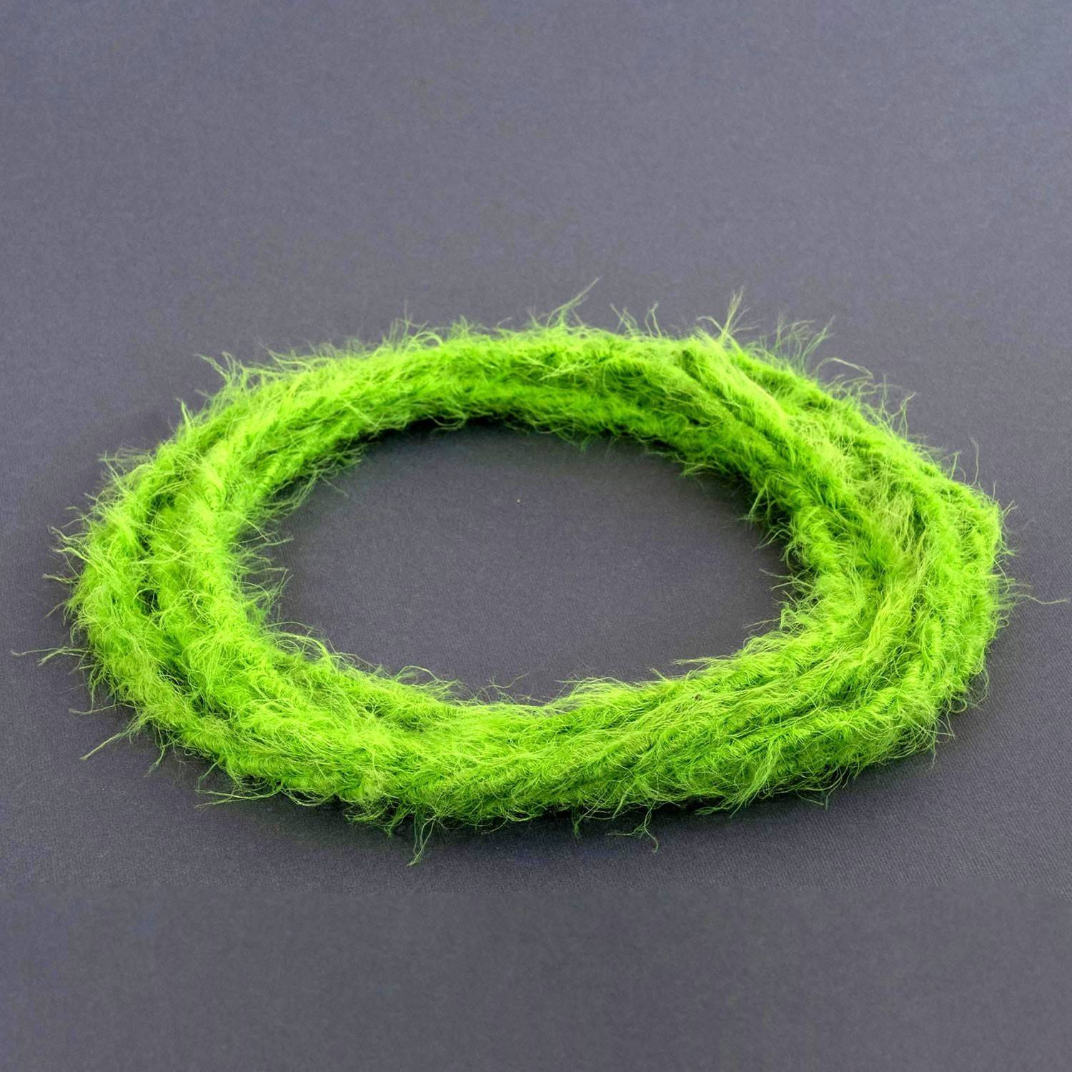 Burlesque twisted lighting cable covered in  hairy-effect  fabric Plain Green TP06