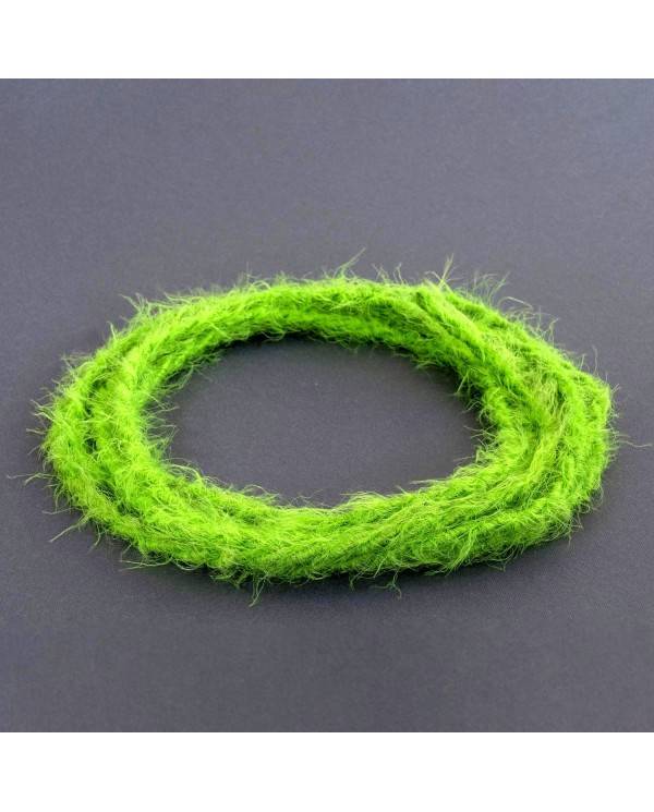 Burlesque twisted lighting cable covered in  hairy-effect  fabric Plain Green TP06