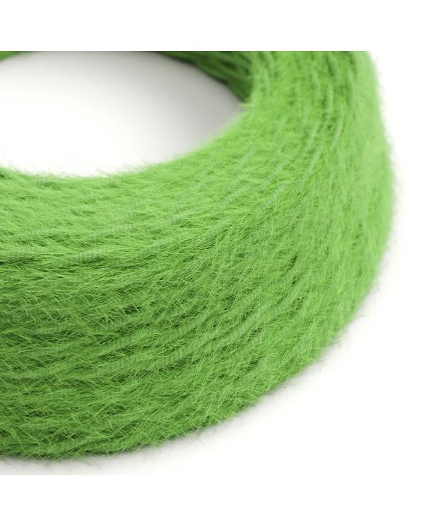 Burlesque twisted lighting cable covered in  hairy-effect  fabric Plain Green TP06