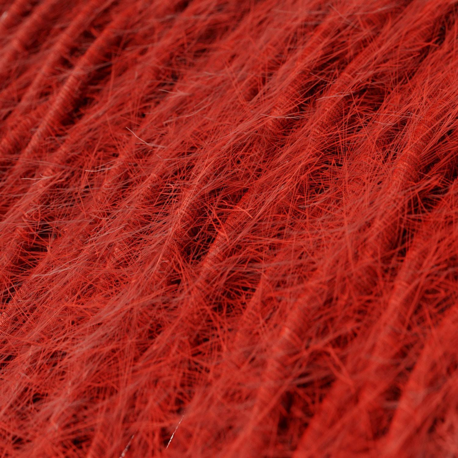 Burlesque twisted lighting cable covered in hairy-effect  fabric Plain Red TP09