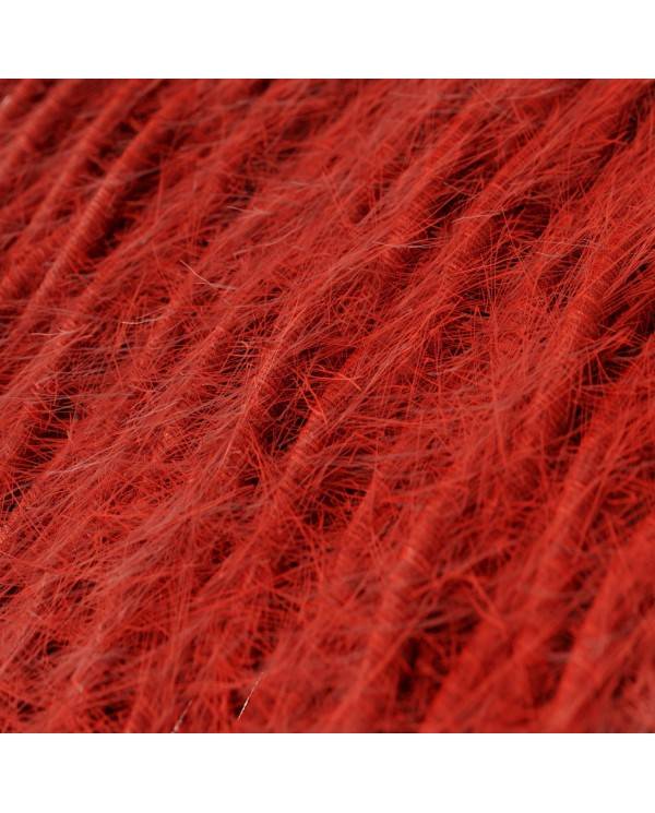 Burlesque twisted lighting cable covered in hairy-effect  fabric Plain Red TP09