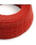 Burlesque twisted lighting cable covered in hairy-effect  fabric Plain Red TP09