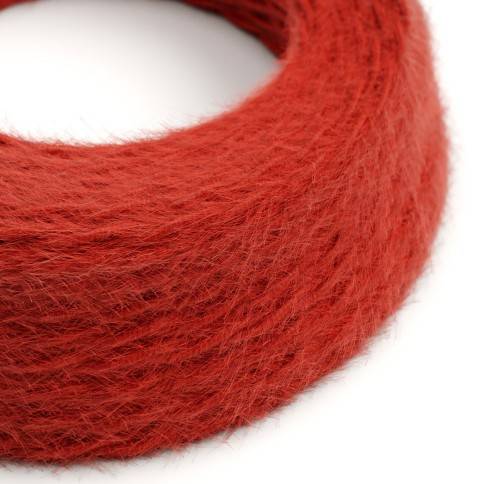 Burlesque twisted lighting cable covered in hairy-effect  fabric Plain Red TP09