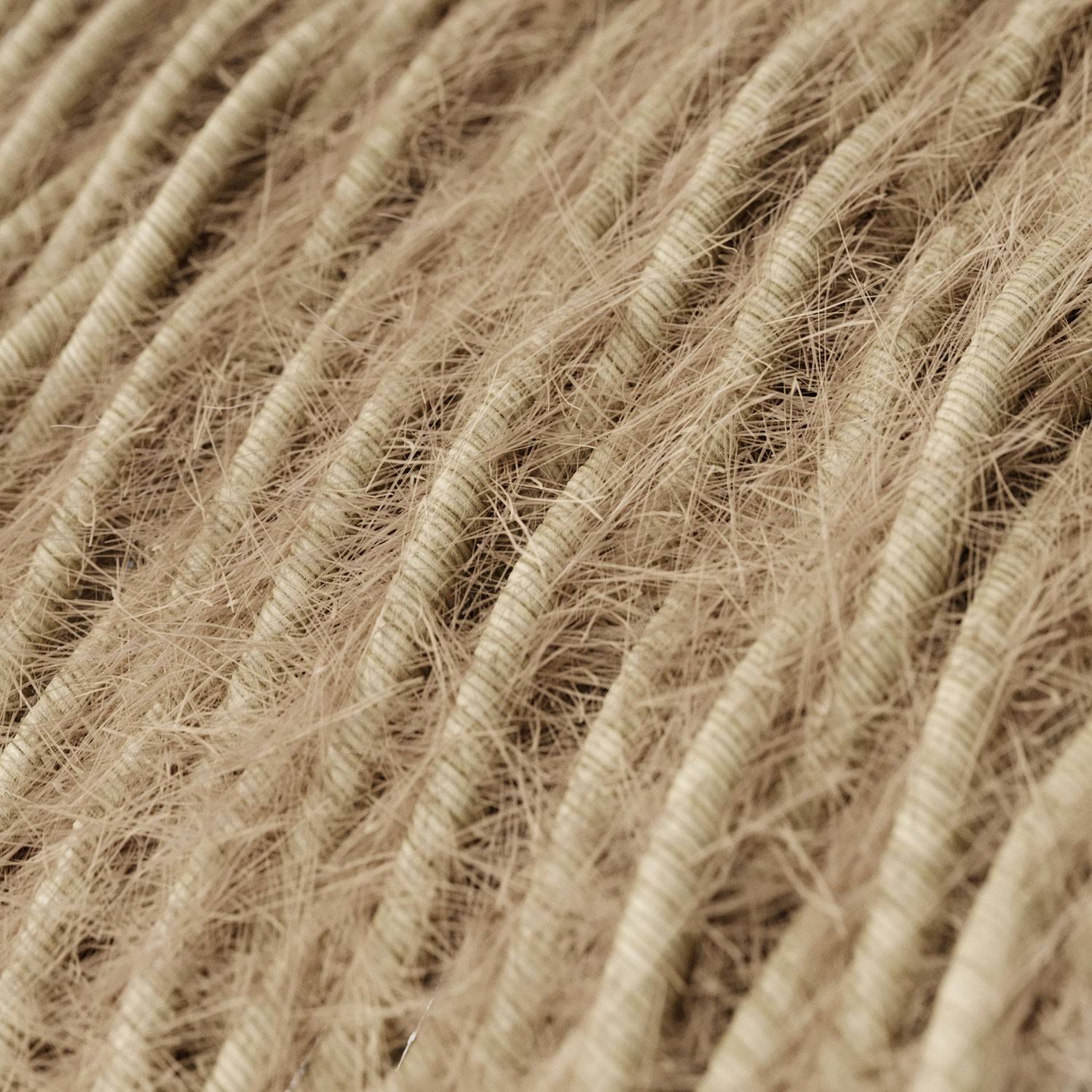 Burlesque twisted lighting cable covered in hairy-effect fabric Plain Khaki colour TP13