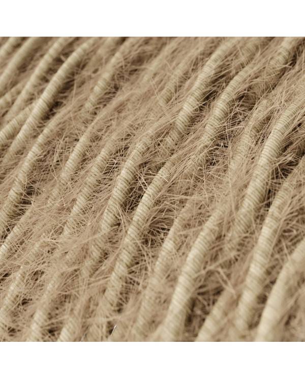 Burlesque twisted lighting cable covered in hairy-effect fabric Plain Khaki colour TP13