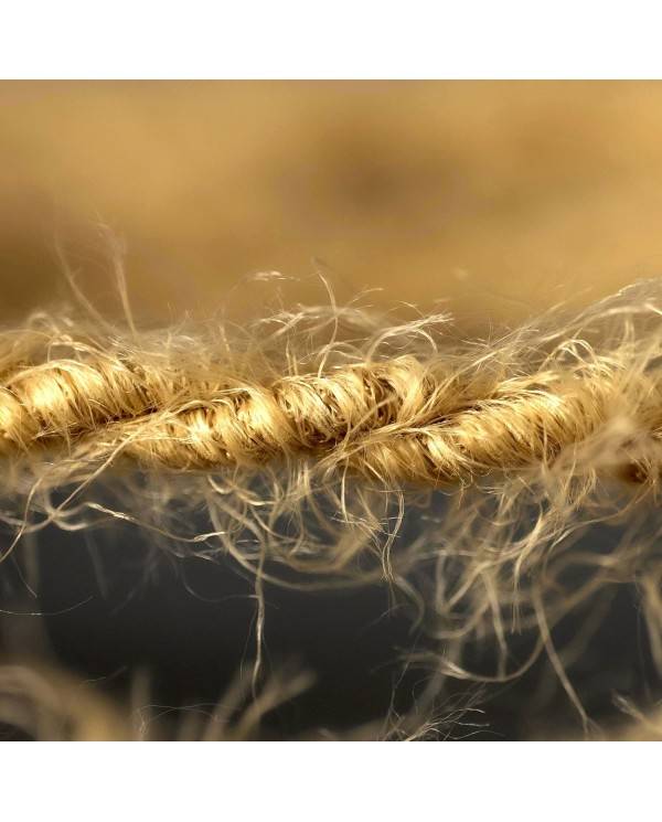 Burlesque twisted lighting cable covered in hairy-effect fabric Plain Khaki colour TP13