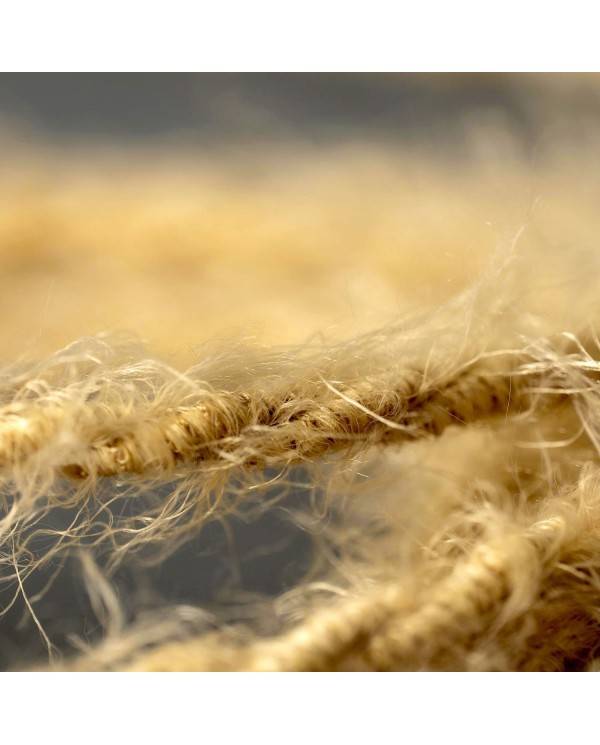 Burlesque twisted lighting cable covered in hairy-effect fabric Plain Khaki colour TP13