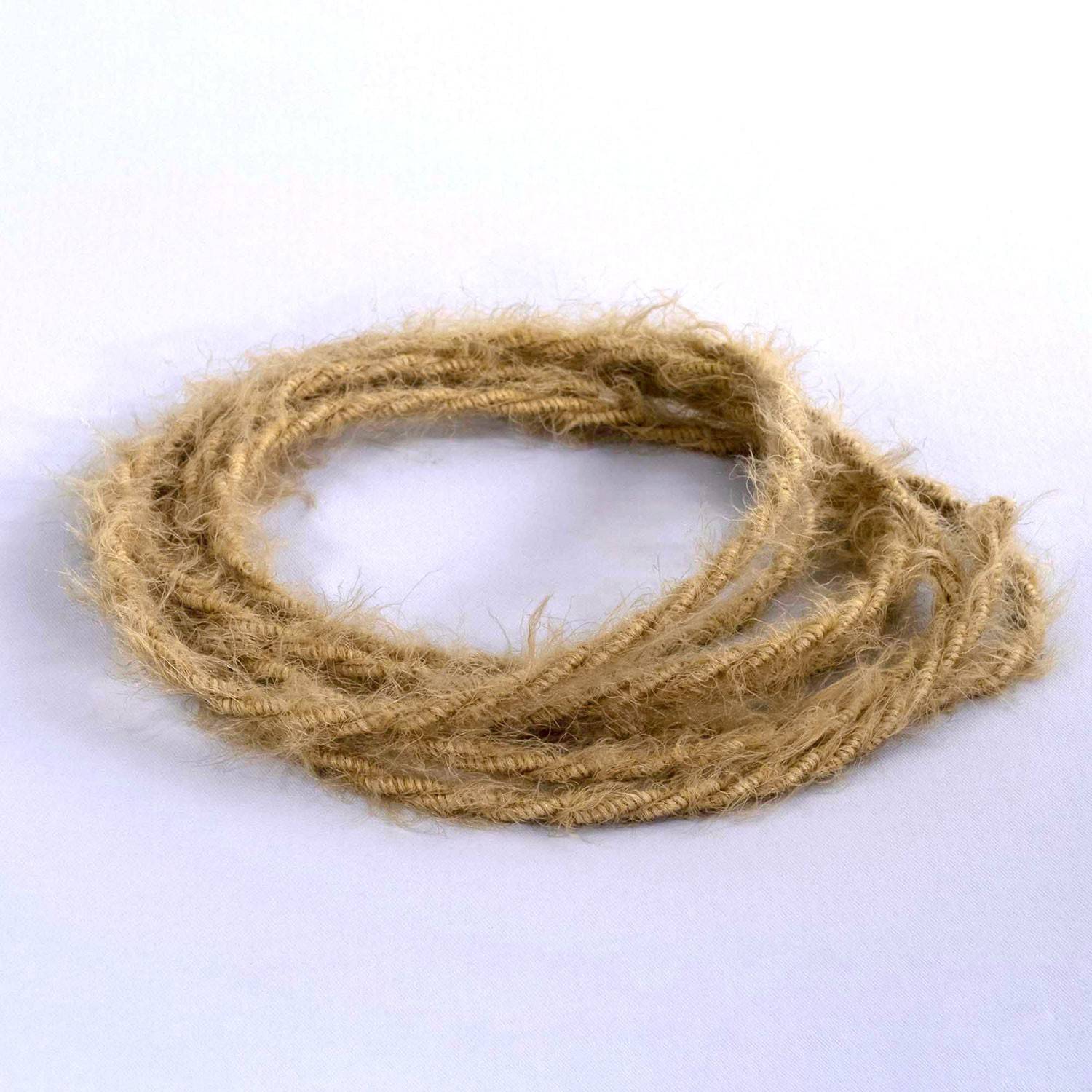 Burlesque twisted lighting cable covered in hairy-effect fabric Plain Khaki colour TP13