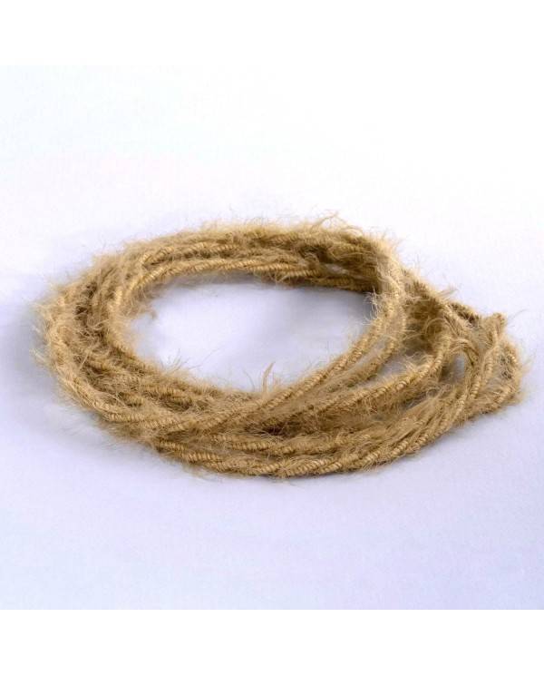 Burlesque twisted lighting cable covered in hairy-effect fabric Plain Khaki colour TP13