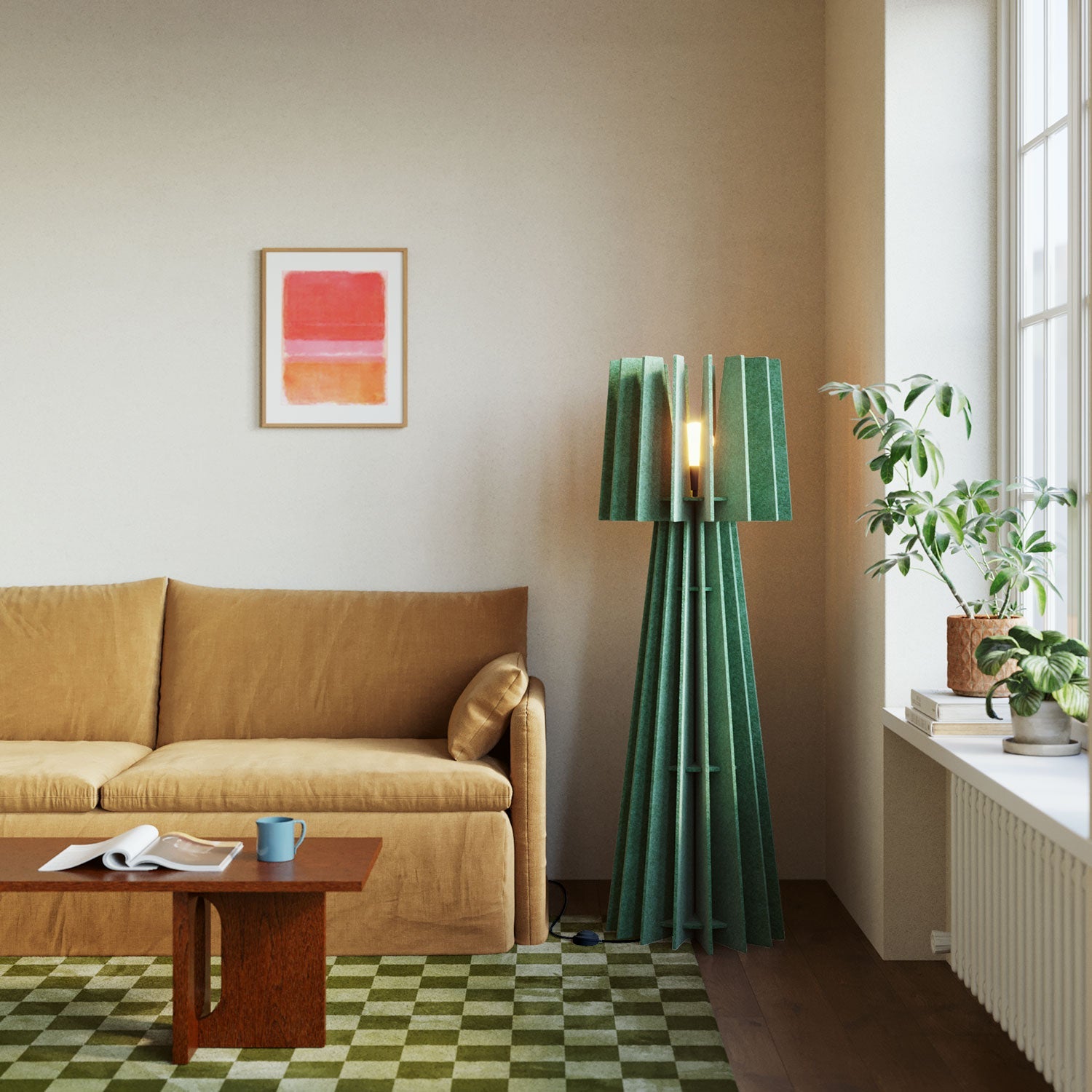 SHHINE - Floor Lamp Made of Sound-Absorbing Material - Green melange